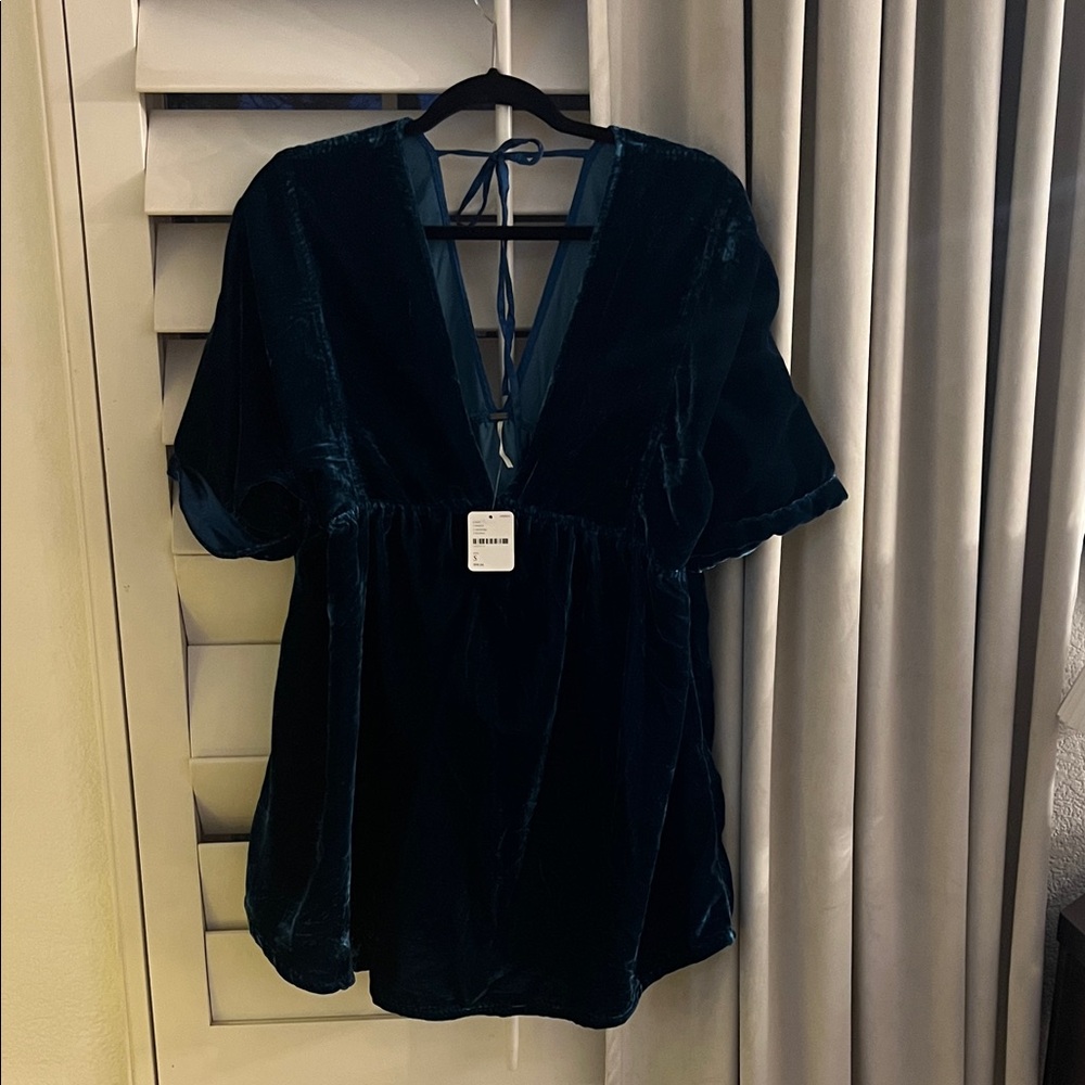 Free People Deep Blue Velvet Dress